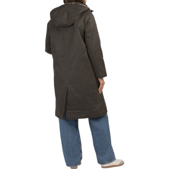 HUNTER Washed Wax Longline Coat With Detachable Hood - Picture 2 of 3